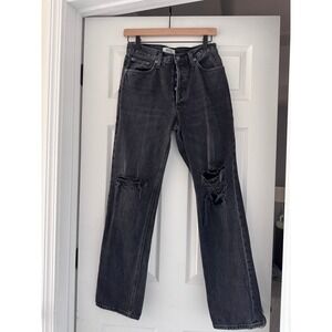 Agolde Distressed‎ Black Straight Leg Jeans